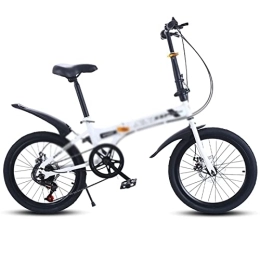  Bike Bicycles for Adults Folding Bicycle 20 inches 7 Speed Disc Brake Portable Light Cycling Portable Urban Cycling Commuting Travel Sports Folding Bike (Color : White, Size : 7_20INCH)
