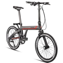   Bicycles for Adults Single-arm Folding Bike 20-inch Carbon Fiber Single-arm Folding Bike withfolding Bike (Color : Black red)