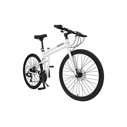  Folding Bike Bicycles for Adults Variable Speed Adult Folding Bike Frame Hydraulic Disc Brake City Riding 24 / 26 Inch Wheel Aluminum Alloy Anti-Rust Bicycle (Color : White, Size : 24_26)
