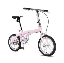 Bidetu Bike Bidetu Folding Bike Unisex Alloy City Bicycle 15" With Adjustable Handlebar & Seat Single-speed, comfort Saddle Lightweight For Adults Men Women Teens Ladies Shopper / pink