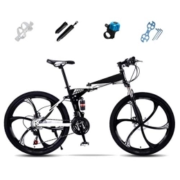 Bidetu Bike Bidetu Mountain Bike Folding Bikes, 27-Speed Double Disc Brake Full Suspension Bicycle, 24 Inch, 26 Inch, Off-Road Variable Speed Bikes with Double Disc Brake / white / 24