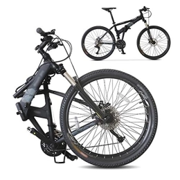 Bidetu Bike Bidetu Off-road Mountain Bike, 26-inch Folding Shock-absorbing Bicycle, Male And Female Adult Lady Bike, Foldable Commuter Bike - 27 Speed Gears - Double Disc Brake / Black