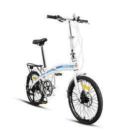Bike  Bike 20 Inches High-carbon Steel Foldable Bicycle 7-speed Shift Double Disc Brake Men And Women Student City Commuter Car White Blue