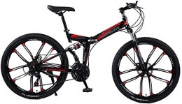 Bike Bike Bike 24 / 26inch Folding Bicycle Road Portable Lightweight Folding Bicycle Children'S Mountain 0723 (Color : BlackRed, Size : 26inch21speed)