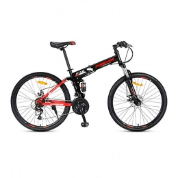 Yuxiaoo Folding Bike Bike, 26 Inch Mountain Bike, 24 Speed Foldable Bicycle, for Adults, High-Carbon Steel Frame, Dual Disc Brake, Double Shock Absorption Design / A / 169x98cm