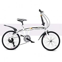 BrightFootBook Folding Bike Bike Variable Speed Folding Bicycle, 20 Inch Adult Outdoor Bike Student Suspension Mountain Bike Park Travel Bicycle Outdoor Leisure Bicycle，Folding Ladies Shopper City Bicycle Bike, White
