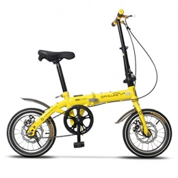 Bikes Folding Bike Bikes Folding bicycle outdoor single speed bicycle hybrid student road kids, height adjustable (Color : Yellow, Size : 113 * 25 * 75cm)