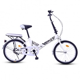 Bikes Folding Bike Bikes HAIZHEN -Adult Folding Portable Youth Bicycle 20inch Single Speed City Compact (Color:White)