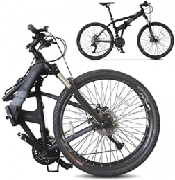 NLRHH Folding Bike Bikes Off-Road Bicycle Bike, 26-Inch Folding Shock-Absorbing Bicycle, Foldable Commuter Bike - 27 Speed Gears - Double Disc Brake 7-14, Blue peng (Color : Black)