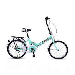 BIKESJN Bike BIKESJN Bicycle Folding Bike for Adult Shock-absorb Bicycle Student Bicyclee Ultralight Carbon Steel 20 Inch ( Color : Green , Size : Single speed )