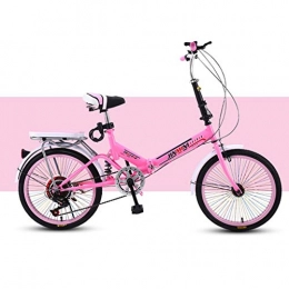 BIKESJN Bike BIKESJN Bicycle Folding Bike for Adult Shock-absorb Bicycle Student Bicyclee Ultralight Carbon Steel 20 Inch ( Color : Pink , Size : Variable speed )