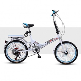 BIKESJN Folding Bike BIKESJN Bicycle Folding Bike for Adult Shock-absorb Bicycle Student Bicyclee Ultralight Carbon Steel 20 Inch ( Color : White , Size : Variable speed )