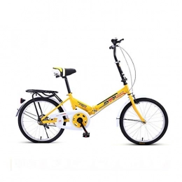 BIKESJN Bike BIKESJN Bicycle Folding Bike for Adult Shock-absorb Bicycle Student Bicyclee Ultralight Carbon Steel 20 Inch ( Color : Yellow , Size : Single speed )