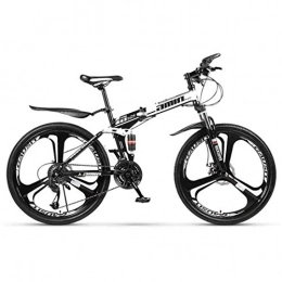 BIKESJN Bike BIKESJN Folding Bicycle for Adult Kids Bike 24 Inch Seat Height Adjustable Mountain Bike (Color : White)