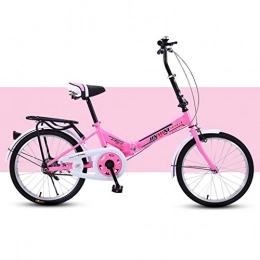 BIKESJN Folding Bike BIKESJN Folding Bike Bicycle for Adult Shock-absorb Bicycle 20 Inch Adult Student Single Variable Speed Bicyclee Lightweight Bike ( Color : Pink , Size : Single speed )