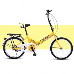 BIKESJN Folding Bike BIKESJN Folding Bike Bicycle for Adult Shock-absorb Bicycle 20 Inch Adult Student Single Variable Speed Bicyclee Lightweight Bike ( Color : Yellow , Size : Single speed )