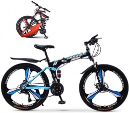 BUK Bike BUK Citybike, 24 inch light alloy folding city bike foldable mountain bike steel frame double disc brake shock absorption bike-Blue