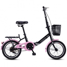 Bxiao Bike Bxiao Children's Folding Bicycle, Girl Primary School Bicycle Bicycle 6-10-12 Years Old, One-button Folding, With Hangers, Metal Baskets (Color : Pink)
