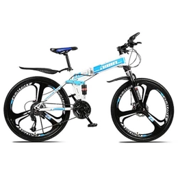 BXU-BG Outdoor sports Folding Mountain Bike, 26 Inch, 27 Speed, Variable Speed, Double Disc Brakes, Shock Absorption, OffRoad Bicycle, Adult Men Outdoor Riding,Yellow (Color : Blue)