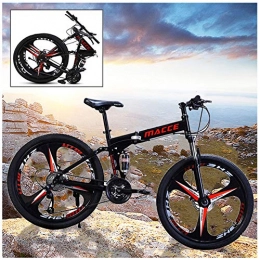 C Bike C Foldable Mountain Bike MTB Bicycle 26 Inches 21 Speed Steel Frame Dual Disc Brake Folding Road Bike, for Man, Woman, City, Aerobic Exercise, Endurance Training / Black