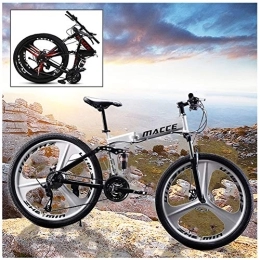 C αγάπη Ζ Foldable Mountain Bike MTB Bicycle 26 Inches 21 Speed Steel Frame Dual Disc Brake Folding Road Bike,for Man, Woman, City, Aerobic Exercise, Endurance Training/white