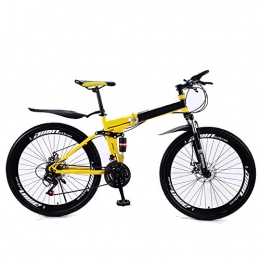 CAPTIANKN Folding Bike CAPTIANKN All New Folding Mountain Bike, Variable Speed Off-Road Racing, Double Shock Absorber Bike, for People Over 16 Years Old, Size 26 Inch, Yellow