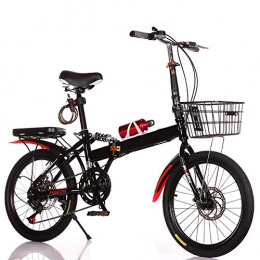 CAPTIANKN Folding Bike CAPTIANKN No Need To Install Folding Bike, Ultra-Lightweight, Comfortable, Shock-Absorbing, for People Over 16 Years Old, The Size Is 20 Inch, Red