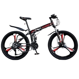CASEGO Folding Bike CASEGO Cross-country Mountain Bike Double Disc Brake Shock Absorption System Comfortable Cushion Foldable Variable Speed Bike (C 26inch)