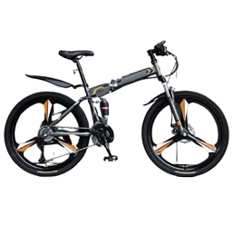 CASEGO Folding Bike CASEGO Foldable Mountain High-carbon Steel Frame Bicycle Three-knife 1-wheel Cross-country Variable-speed Bicycle Suitable for Daily Commuting (E 26inch)