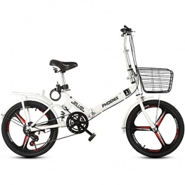 CCLLA Folding Bike CCLLA foldable bicycle Folding Bicycle Female Student Adult Male 20-inch Variable Speed Commuter Ultra-light Portable Small Mini Same Style Variable Speed Shock Absorption White