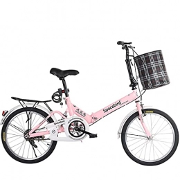 CCLLA Bike CCLLA mountain bikes 20-inch Folding Bicycle Adult Student Lady City Commuter Outdoor Sport Bike with Basket, Pink