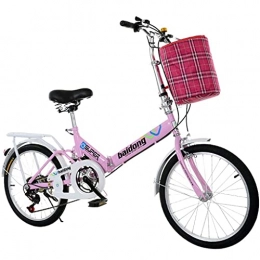 CCLLA Bike CCLLA mountain bikes Folding Bicycle Portable Single Speed Bicycle Adult Student City Commuter Freestyle Bicycle with Basket, Pink