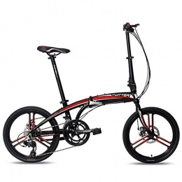 CCVL Folding Bike CCVL Folding Bicycle Adult Children Ultra Light Travel Mini Portable Bike Suitable For Riding In The City, Black red, 20in