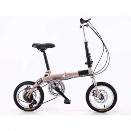 Chenbz Folding Bike Chenbz Outdoor sports Folding BikeLightweight Aluminum Frame 14" Folding Bike with Double Disc Brake And Fenders (Color : Gold)