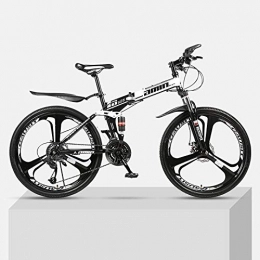 Chengke Yipin Folding Bike Chengke Yipin Mountain bike 26-inch one-wheeled foldable high carbon steel frame double shock-absorbing speed male and female students off-road bicycle-black_21 speed