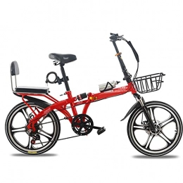 CHICAI Folding Bike CHICAI Bike 7 Speed Folding Mini Compact High-carbon Steel Bicycle, Disc Brake, 16in / 20in Wheels, Back Rack (Color : Red, Size : 20in)