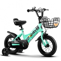 Cacoffay Folding Bike Children Folding Bikes BMX Bike, Multi Color, 12-16 Inch Easy To Store, Suitable for Children Aged 2-8, Green, 16in