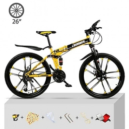 CHJ Bike CHJ Folding Mountain Bike Bicycle 21-Speed Male and Female Variable Speed, Student Adult Bicycle Double Shock Racing, Youth Off-Road Bike