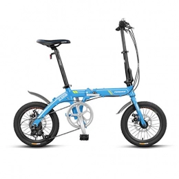 Creing Folding Bike City Bike 16 Inch 7-Speed Commuter Bicycle Fold Aluminum Alloy Frame For Unisex Adult, blue
