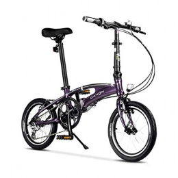 Creing Bike City Bike 16 Inch 8-Speed Commuter Bicycle Fold Aluminum Alloy Frame For Unisex Adult, purple
