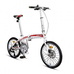 Creing Folding Bike City Bike 20 Inch 16-Speed Commuter Bicycle Fold Aluminum Alloy Frame For Unisex Adult, -white