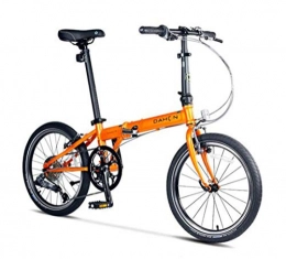 Creing Folding Bike City Bike 20 Inch 8-Speed Commuter Bicycle Fold Aluminum Alloy Brake For Unisex Adult, orange