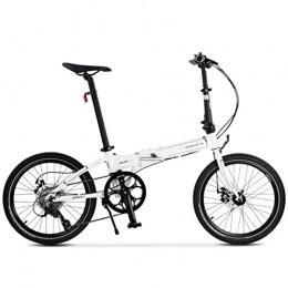 Creing Bike City Bike 20 Inch 8-Speed Fold Bicycle With Mechanical Disc Brake For Unisex Adult, white