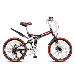 Creing Folding Bike City Bike 22 Inch 7-Speed Fold Bicycle With Mechanical Disc Brake For Unisex Adult, red