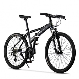 Creing Folding Bike City Bike 26 Inch 24-Speed Commuter Bicycle Fold Aluminum Alloy Frame For Unisex Adult, black