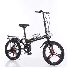 Grimk Folding Bike City Bike Unisex Adults Folding Mini Bicycles Lightweight For Men Women Ladies Teens Classic Commuter With Adjustable Handlebar & Seat, aluminum Alloy Frame, 6 speed - 20 Inch Wheels, Black