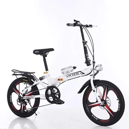 Grimk Folding Bike City Bike Unisex Adults Folding Mini Bicycles Lightweight For Men Women Ladies Teens Classic Commuter With Adjustable Handlebar & Seat, aluminum Alloy Frame, 6 speed - 20 Inch Wheels, White