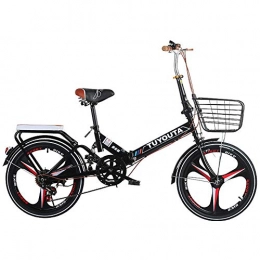 CJCJ-LOVE Folding Bike CJCJ-LOVE Folding Bike Adult Bicycle 20 Inch High Carbon Steel Portable Frame City Bikes 3 Impeller Integrated Wheel Bicycle Shock Absorption Aluminum Alloy, C