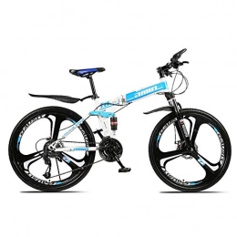 CJCJ-LOVE Folding Bike CJCJ-LOVE Folding Mountain Bike, 26Inch Bikes Bicycle with High-Carbon Steel Frame And Double Disc Brake Fork for Adult, Blue, 30 Speed