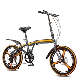 CKCL Folding Bike CKCL Folding bicycle - 20-inch variable speed double disc brake men and women lightweight bicycle youth student cycling bike outdoor riding alloy one-wheel road mountain bike, Gray